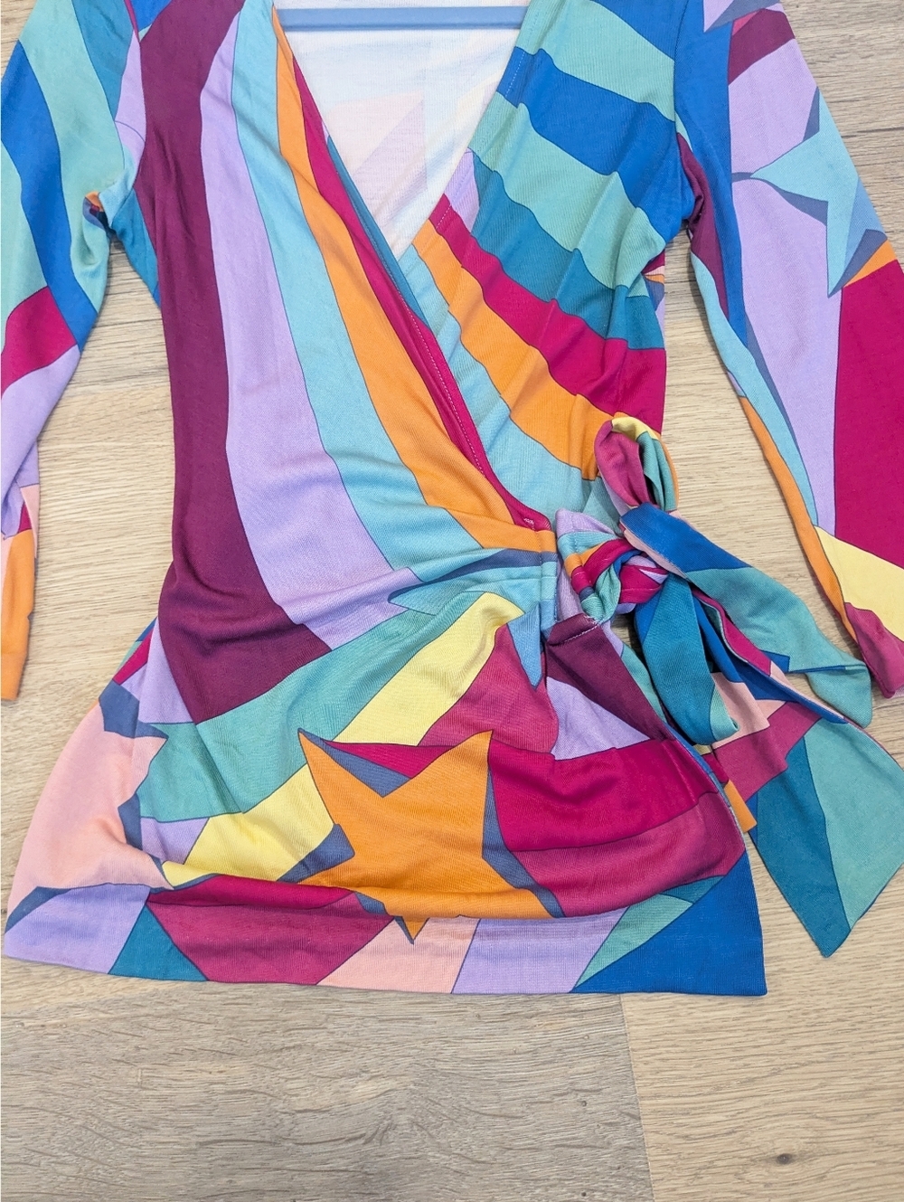 NEW Diane Von Furstenberg Dianette Silk Rainbow Wrap Top - Picture 2 of 7